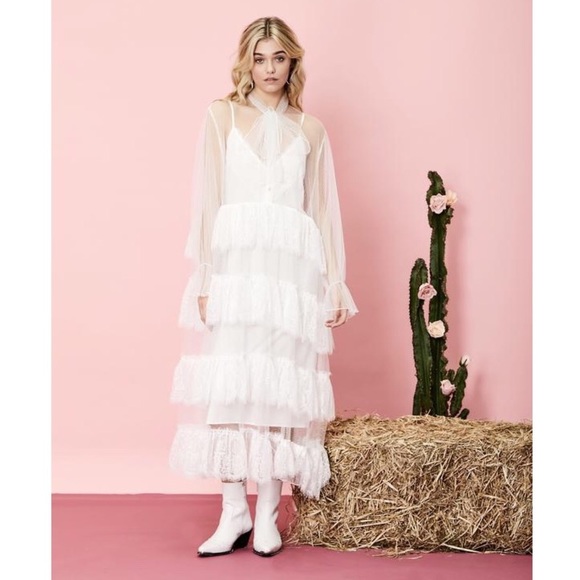 Sister Jane Dresses & Skirts - Sister Jane Lady Texas Lace Sheer Maxi Dress White M EUC
